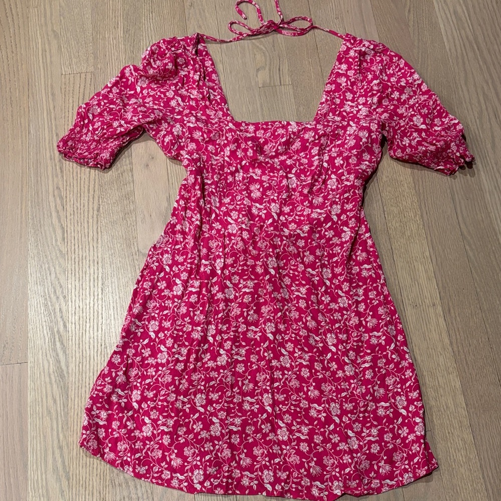 MNG Pink Floral Mini Dress Size 6